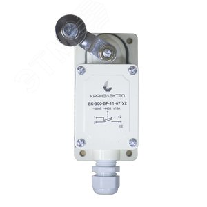 Выключатель концевой ВК-300-БР-У2-МТ рычаг с роликом, ход влево, cамовозврат, IP67, ступ 2 с сальником