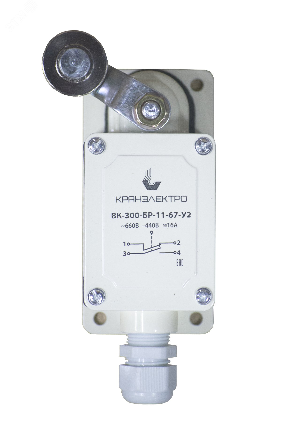 Выключатель концевой ВК-300-БР-У2-МТ рычаг с роликом, ход влево, cамовозврат, IP67, ступ 2 с сальником