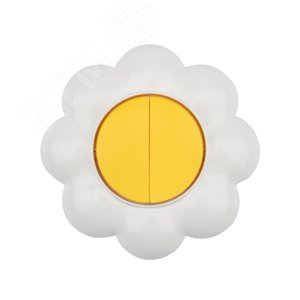 Выключатель двухклавишный KRANZ HAPPY Ромашка скрытой установки, желтый/белый