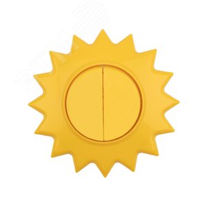 Выключатель двухклавишный KRANZ HAPPY Солнце скрытой установки, желтый