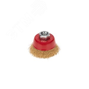 Щетка чашечная для УШМ, витая латунированная проволока, 65мм, М14