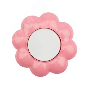 Выключатель одноклавишный KRANZ HAPPY Цветок скрытой установки, белый/розовый