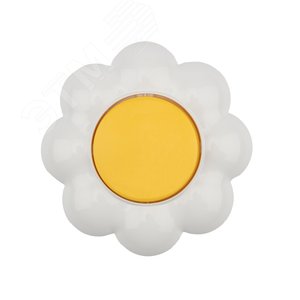 Выключатель одноклавишный KRANZ HAPPY Ромашка скрытой установки, желтый/белый
