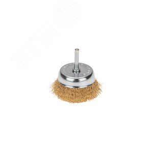 Щетка чашечная для дрели, витая латунированная проволока, 75мм
