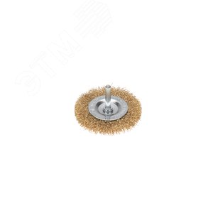 Щетка дисковая для дрели, витая латунированная проволока, 75мм