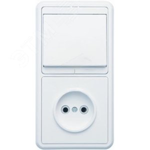 БЭЛЛА Блок  комбинированны скрытой установки (одноклавишный выключатель +розетка) БКВР-037, белый
