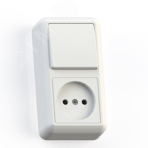 ОПТИМА Блок комбинированный открытой установки (одноклавишный выключатель+ розетка) БКВР-427, белый