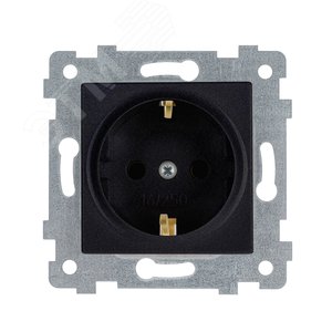 Аксиома Механизм розетки одноместной с з/к и шторкой скрытой установки РС16-454 Антрацит