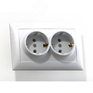 СЕЛЕНА Розетка скрытой установки двухместная с заземляющим контактом РС16-372, белый