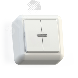 ОПТИМА Выключатель открытой установки двухклавишный со светоиндикацией, 10А А510-387 белый