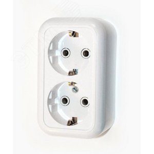Валентина Розетка 2 поста наружная с заземлением  белый РА16-826