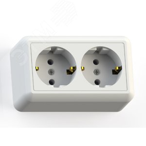ОПТИМА Розетка открытой установки двухместная с заземляющим контактом, 16А РА16-374 белая