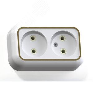 Валентина Розетка 2 поста наружная белый/ золото РА10-382