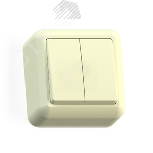 ОПТИМА Выключатель открытой установки двухклавишный, 10А А510-380, слоновая кость