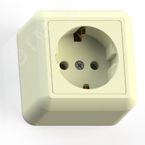 ОПТИМА Розетка открытой установки одноместная с заземляющим контактом, 16А РА16-376, слоновая кость