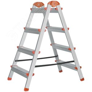 Лестница-стремянка стальная двусторонняя, 4 ступени, Н=88.5 см, вес 5.3 кг