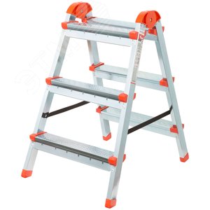 Лестница-стремянка стальная двусторонняя, 3 ступени, Н=67.5 см, вес 4.0 кг
