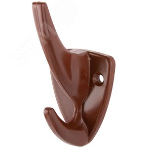 Крючок-вешалка 2-рожковый пластиковый коричневый