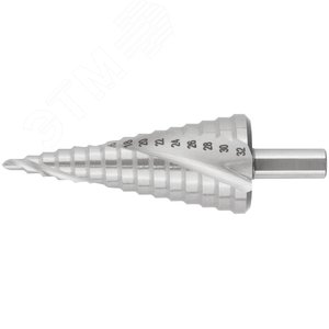 Сверло ступенчатое HSS по металлу, спиральный профиль, 15 ступеней, 4-32 мм