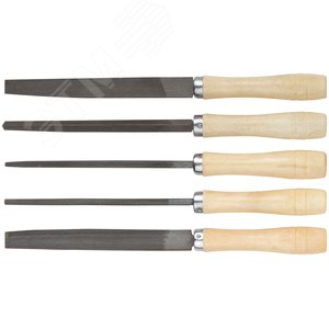 Напильники, набор 5 шт, деревянная ручка 150 мм