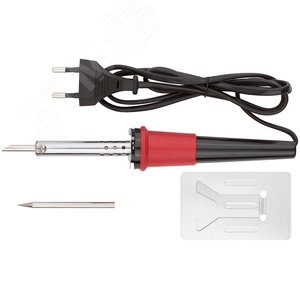 Паяльник 220 В, пластиковая ручка, доп-но подставка для паяльника и два сменных жала, D=4.8 мм, 40 Вт