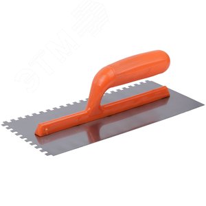 Гладилка стальная с пластиковой ручкой, 280х130 мм зубчатая, зуб 6х6 мм