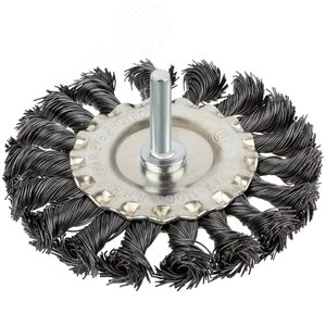 Кордщетка дисковая прямая, со шпилькой, стальная витая проволока 100 мм