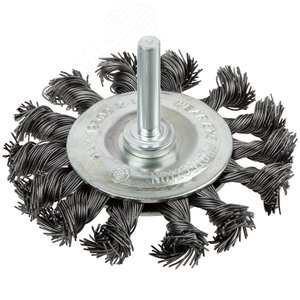 Кордщетка дисковая прямая, со шпилькой, стальная витая проволока 75 мм