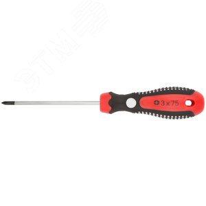 Отвертка ''Тренд'', CrV сталь, прорезиненная ручка 3x75 мм PH0