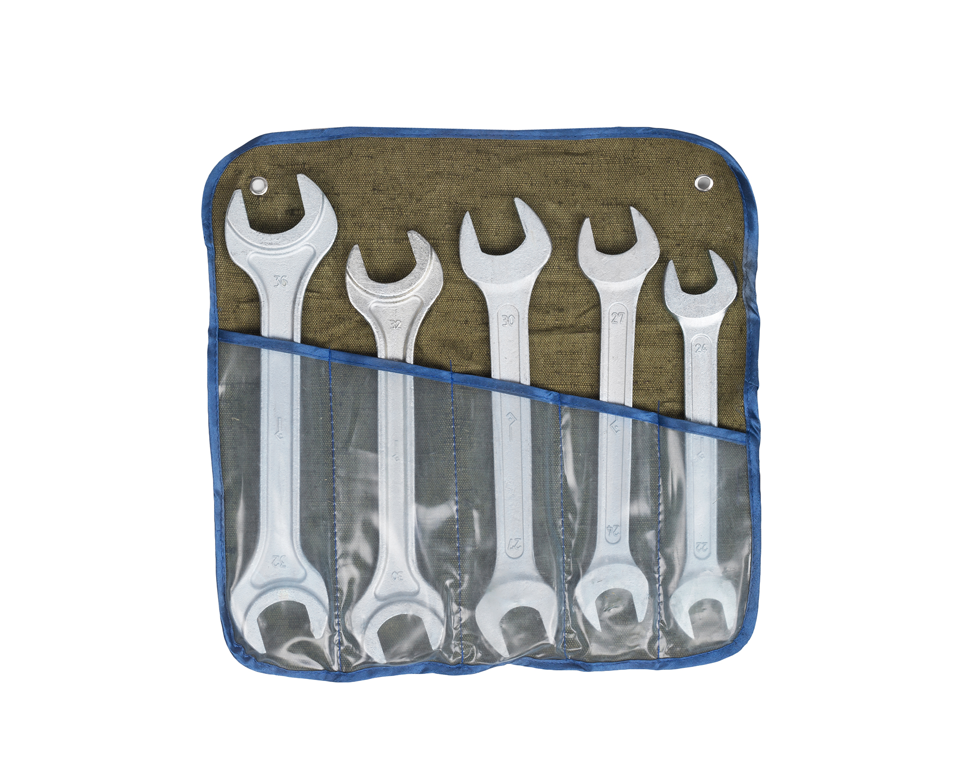 Набор ключей гаечных рожковых двусторонних №5 22-36 брезентовая сумка КЗСМИ