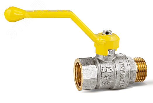Кран шаровый латунный никелированный 11б27п Ду32 Ру25 (1 1/4') ВР/НР рычаг GAS