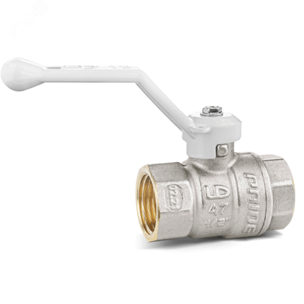 Кран шаровой 11б27п1 Ду20 Ру40 (3/4') ВВ белая ручка рычаг