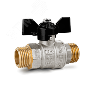 Кран шаровый латунный никелированный 11б27п1 Ду15 Ру40 (1/2') НР/НР бабочка