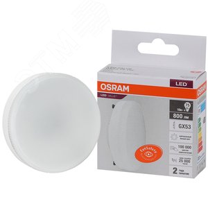 Лампа светодиодная LED 10 Вт GX53 4000К 800Лм таблетка 220 В (замена 75Вт) OSRAM