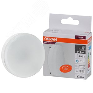 Лампа светодиодная LED 8 Вт GX53 6500К 640Лм таблетка 220 В (замена 60Вт) OSRAM