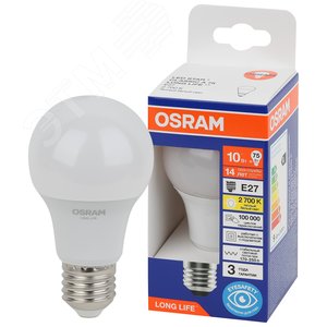 Лампа светодиодная LED 10Вт Е27 2700К 806Лм груша 220В (замена 75Вт) OSRAM
