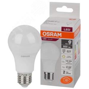 Лампа светодиодная LED 10 Вт E27 3000К 800Лм груша 220 В (замена 75Вт) OSRAM