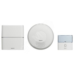 Звонок беспроводной - комплект Премиум - 30 рингтонов - дальность 200 м - цвет белый - дополнительный звонок Комфорт с питанием от сети 220В