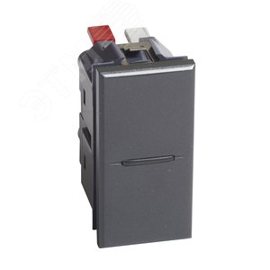 Axolute. Кнопка аксиальная одноклавишная 10А 250В. Автоматические клеммы. 1 модуль. Цвет Антрацит