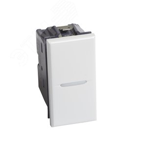 Axolute. Кнопка аксиальная одноклавишный 10А 250В. Винтовые клеммы. 1 модуль. Цвет Белый