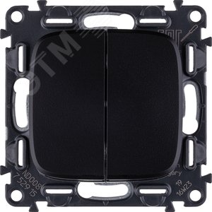 Valena ALLURE Выключатель двухклавишный 10А 250В с лицевой панелью Безвинтовые зажимы Антрацит