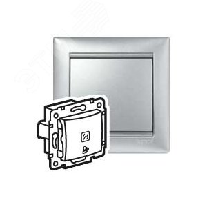 VALENA Кнопка 12В с подсветкой с символом Звонок алюминий