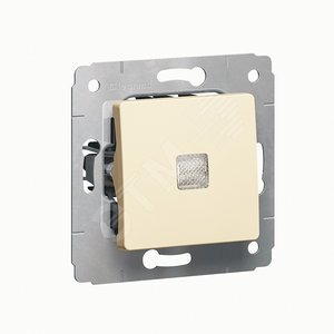 Выключатель одноклавишный, с подсветкой, в рамку, бежевый
