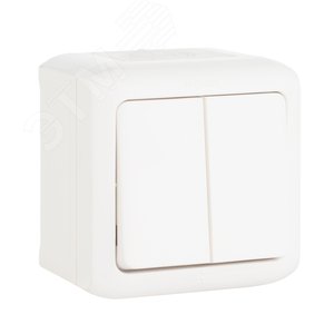 Quteo Выключатель двухклавишный наружный IP44 белый 10А