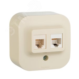 Quteo Розетка телефонная+компьютерная RJ11+RJ45 категория 5 UTP наружная бежевая