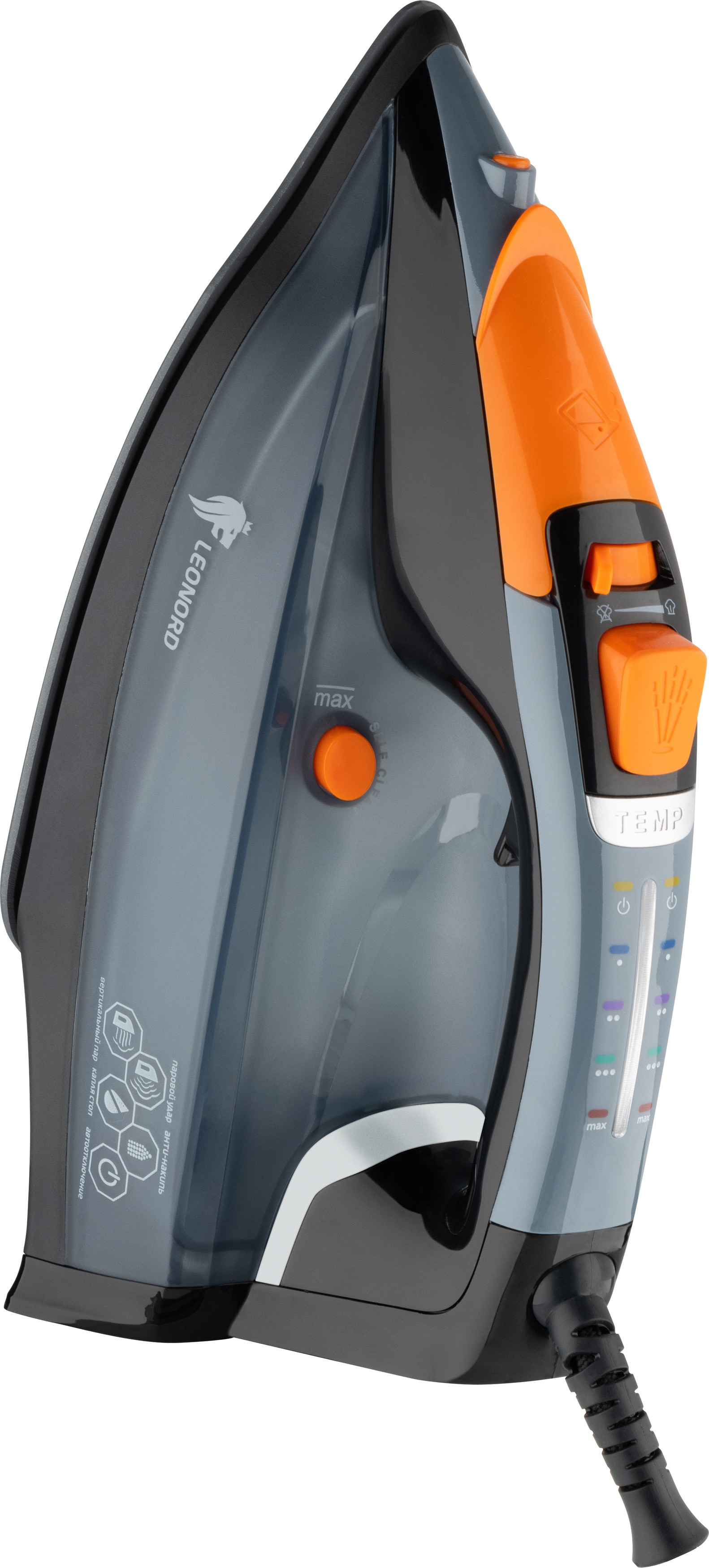 Утюг LE-1803 на 2400 Вт, с электронным управлением, подошва - керамическая