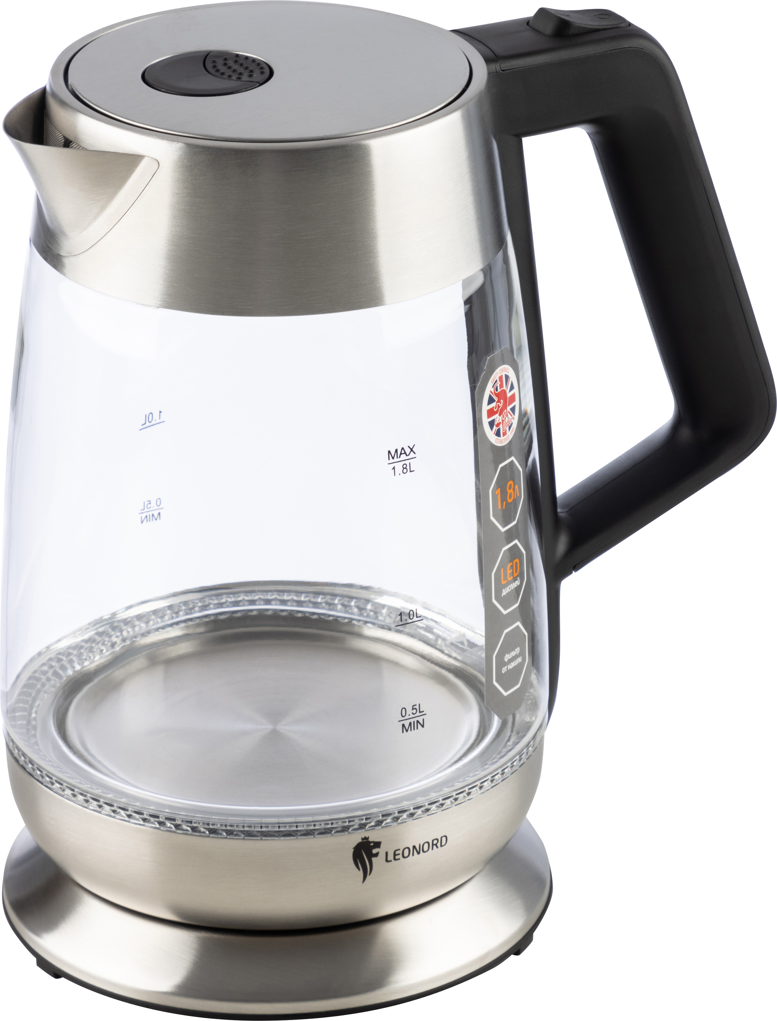 Чайник электрический стеклянный LE-1508 на 1.8 л
