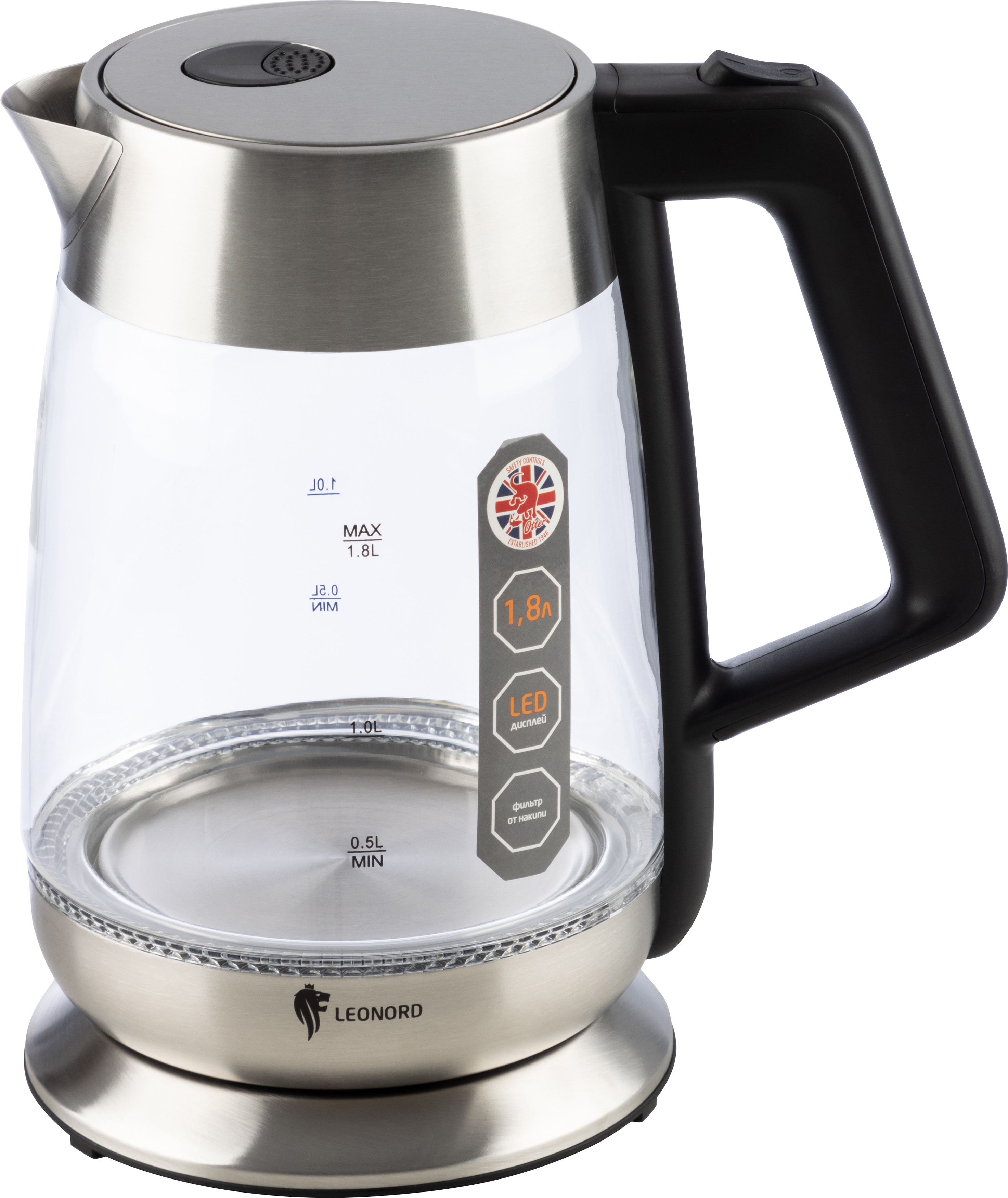 Чайник электрический стеклянный LE-1508 на 1.8 л
