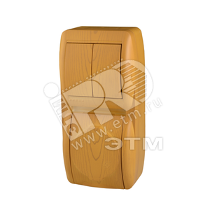 Ната Выключатель х2 +розетка с заземлением с кр ышкой ольха вертикальный