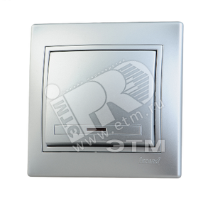 Выключатель одноклавишный, с подсветкой, металлик, серый